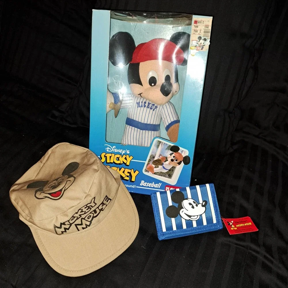 Disney's Sticky Mickey Mouse Baseball 11 in doll with cap and wallet